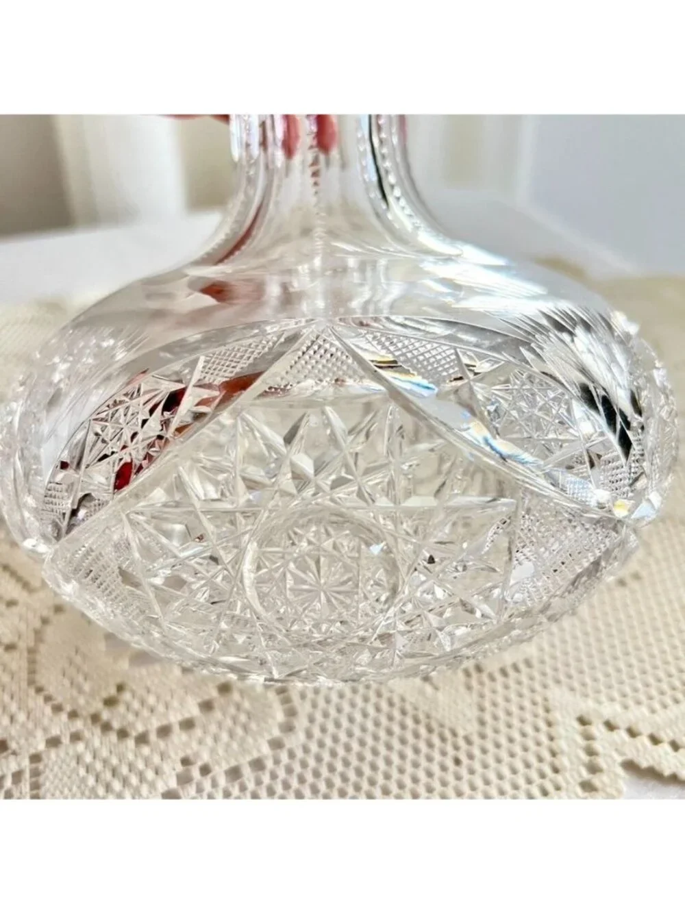 Vintage ABP Cut Glass Decanter Water Carafe Barware American Brilliant Design